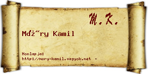 Móry Kamil névjegykártya